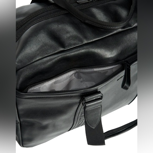 NWT David Jones Black Leather Travel Duffle Bag Gym Weekender 20x11x9 in - Picture 7 of 11